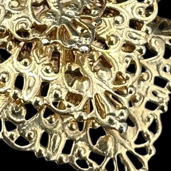 Vintage Sarah Cov EARRINGS Clip On Gold Tone Filigree - Picture 5 of 8